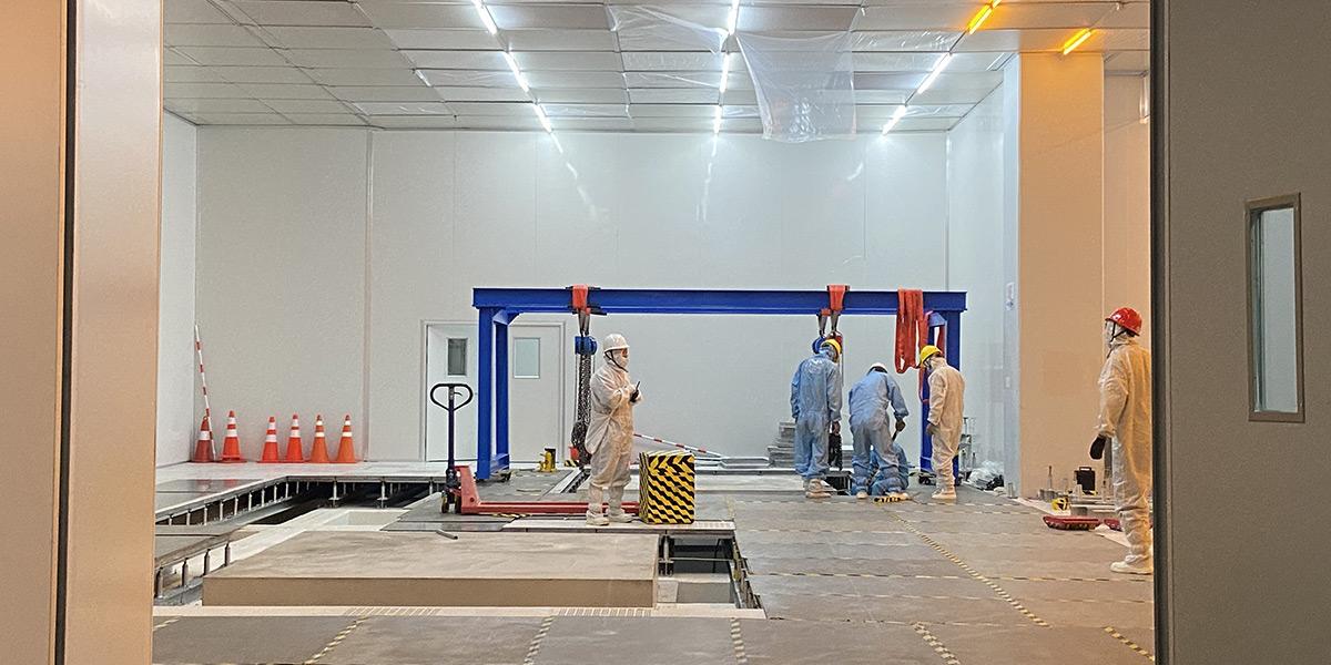新建無塵車間防震基座安裝作業